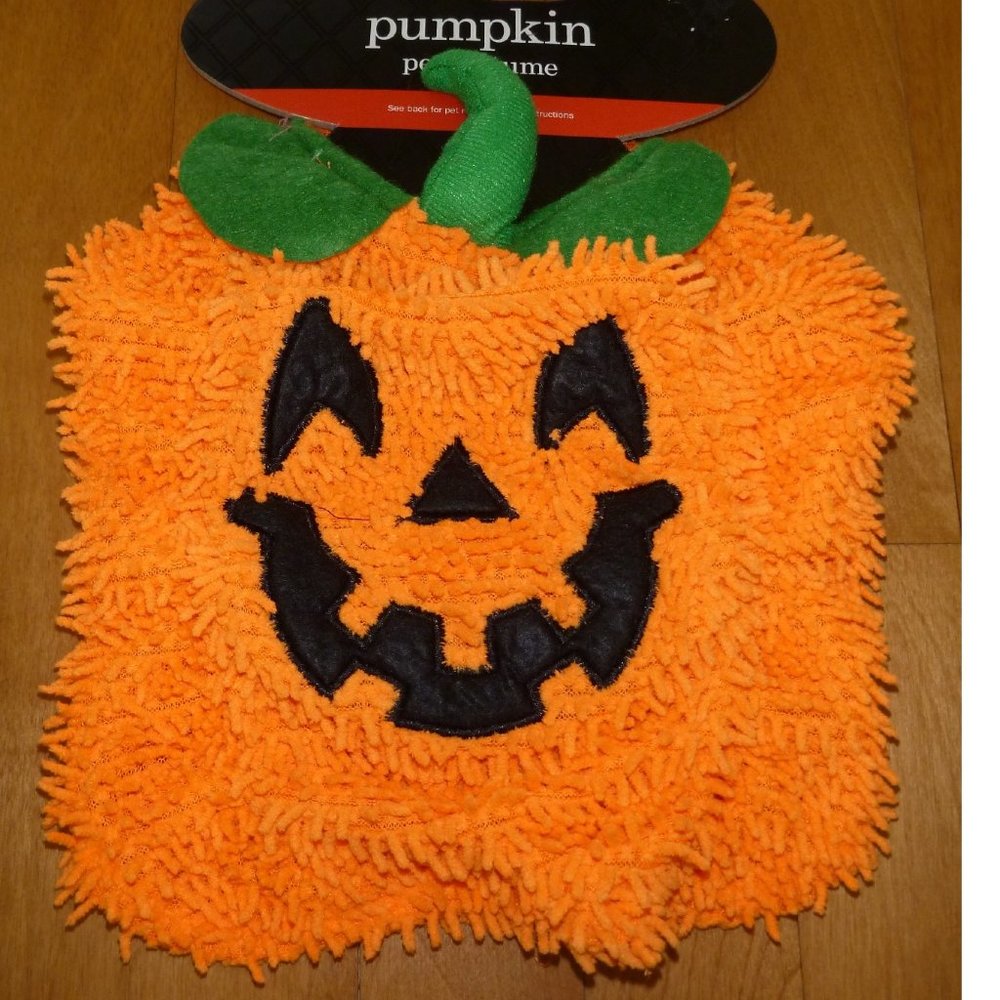 Pet Dog Chenille Pumpkin Jack 'O Lantern Costume Size Small 10-13 inches  NWT